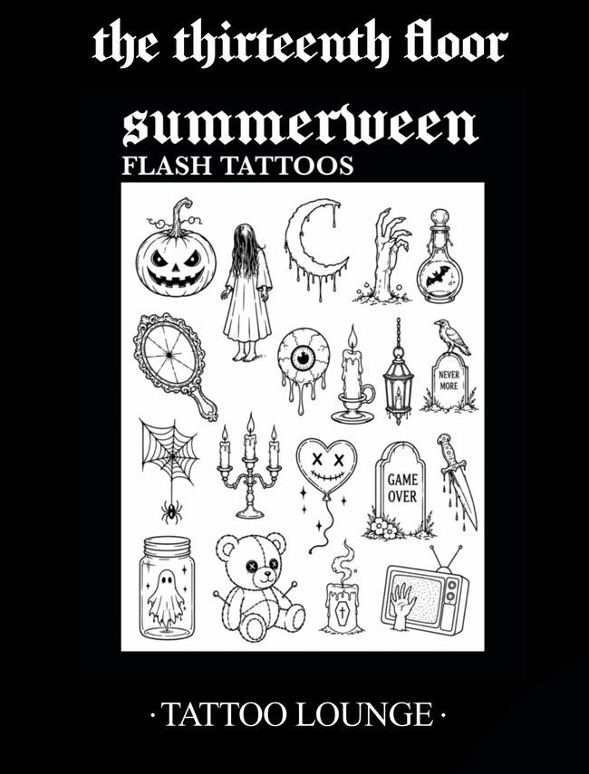 Summerween flash sheet, Halloween designs