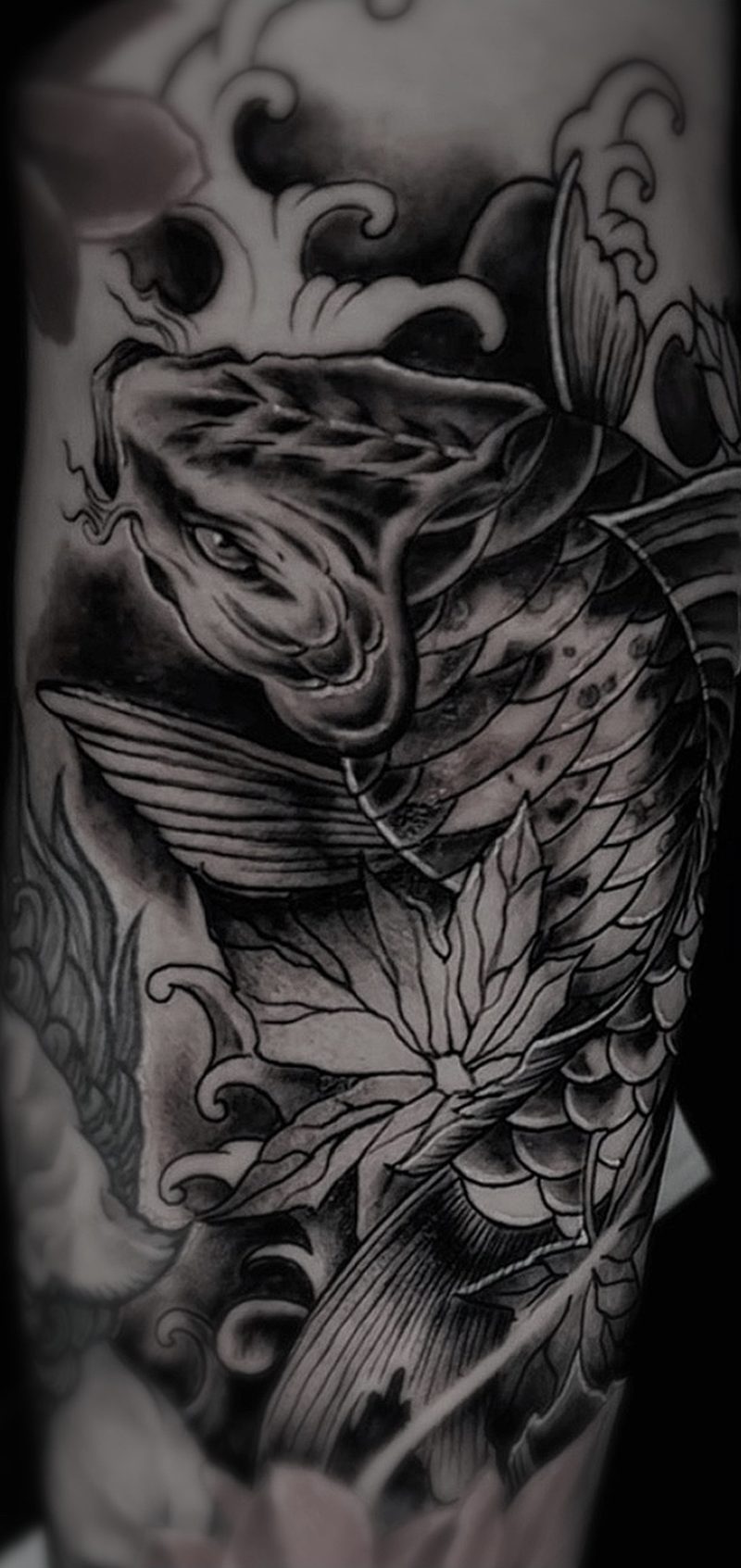 Koi & Floral Sleeve tattoo, The Thirteenth Floor Tattoo Lounge