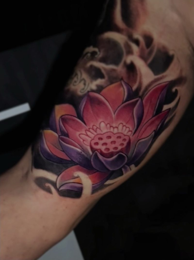 Lotus, Red Ink tattoo, The Thirteenth Floor Tattoo Lounge